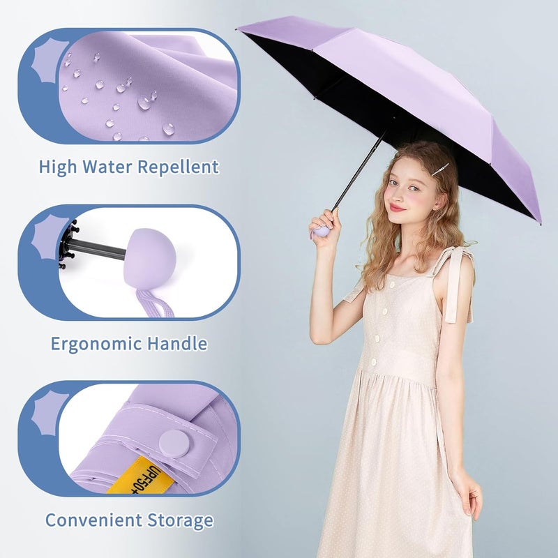 Yoobure Travel Umbrella Portable Compact Umbrellas, Pocket Mini for Purse, Umbrellas for UV Sun & Rain Small for Backpack, Umbrella with Case Folding for Kids Women - Image 3